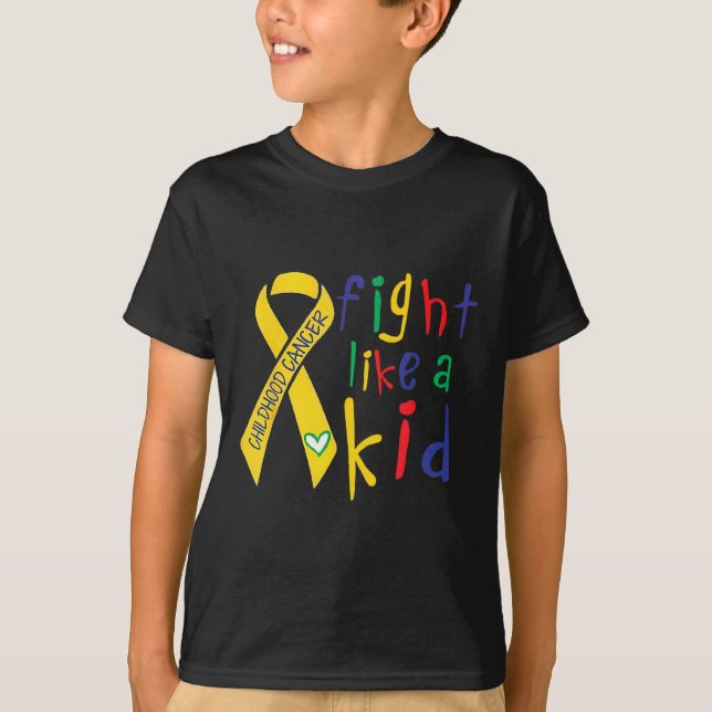 Camiseta Lute Como Um Cancer De Infância Dourado Da Fita Aw (Frente)