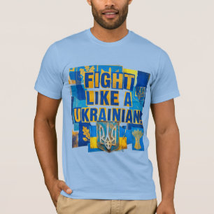 Camiseta Lute como um ucraniano. Brasão de Armas da Ucrânia