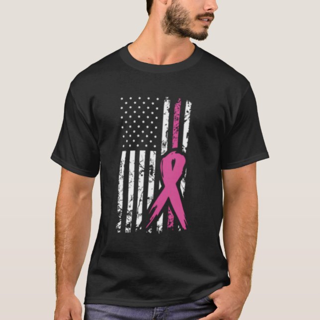 Camiseta Lute contra a bandeira Mês de consciência do cânce (Frente)