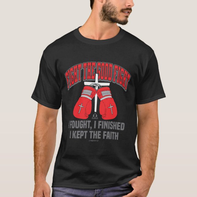 Camiseta Lute Contra As Luvas De Boxing Desenho Cristão (Frente)