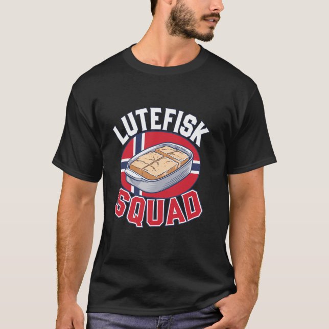 Camiseta Lutefisk Squad Roupa para produto de Comida norueg (Frente)