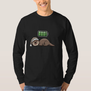 Camiseta Lutra Marinha Dormindo Recarregando Noite Hora de