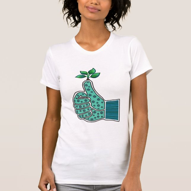 Camiseta Luva de jardinagem do polegar verde (Frente)