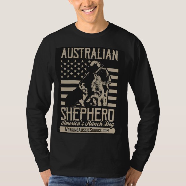 Camiseta Luva longa australiana dos EUA dos homens (Frente)