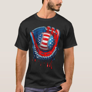 Camiseta Luvas de Beisebol Menino Gota de Sorvete Patriótic