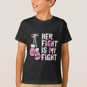 Camiseta Luvas de Boxe Cancer Her Fight My Fight Mulheres H