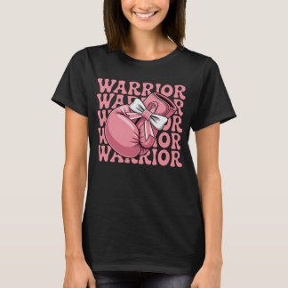 Camiseta Luvas de Boxe com Laço Rosa Guerreiro Câncer de Ma