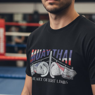 Camiseta Luvas de Boxe Muay Thai e Design de Ringue