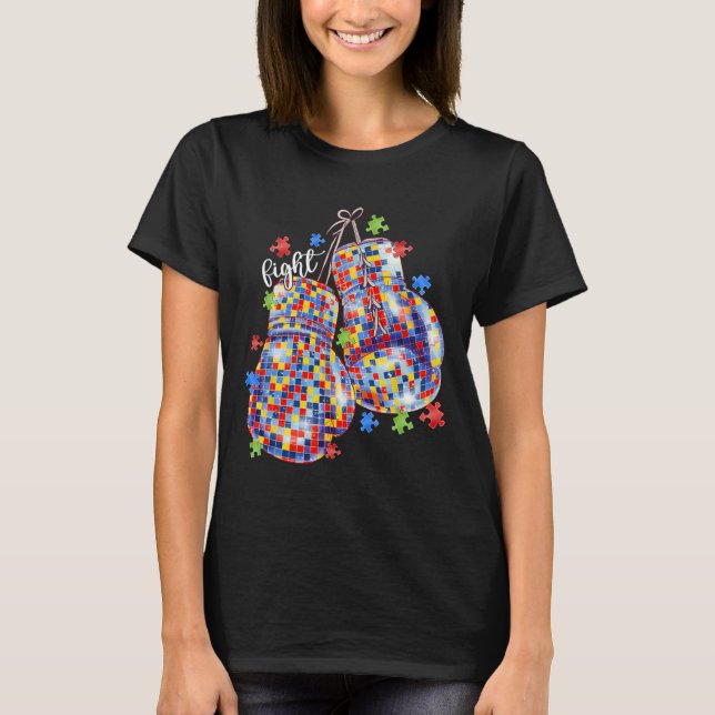 Camiseta Luvas de Boxe Peça de Puzzle de Conscientização do (Frente)
