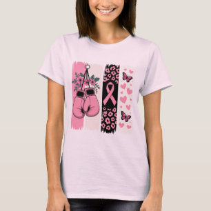 Camiseta Luvas de Boxe Rosa & Estampa de Leopardo Contra o