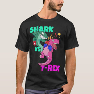 Camiseta Luvas de Boxe Tubarão Vs Dinossauro T Rex Para Cri