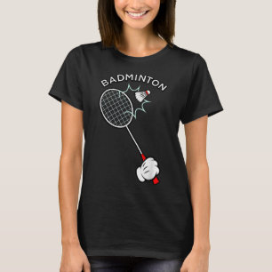 Camiseta Luvas de desenho animado de badminton saque