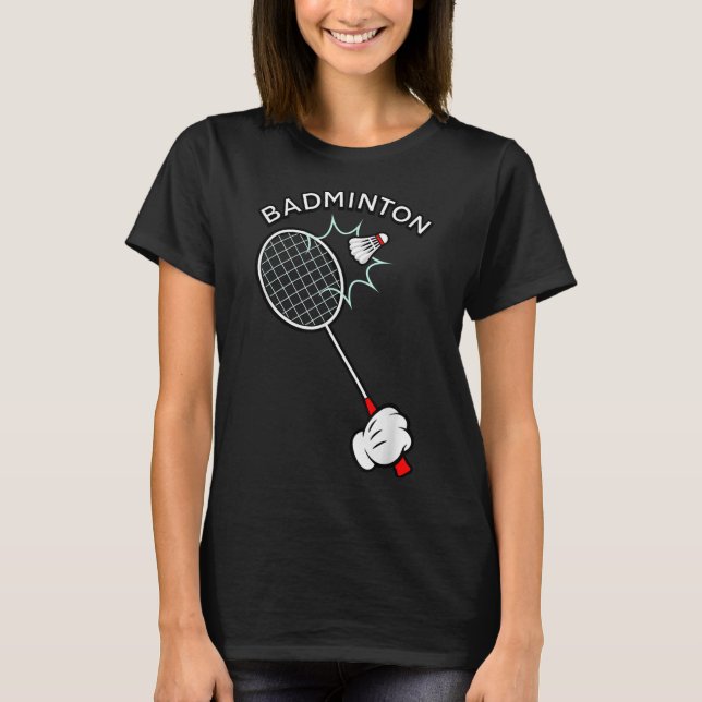 Camiseta Luvas de desenho animado de badminton saque  (Frente)