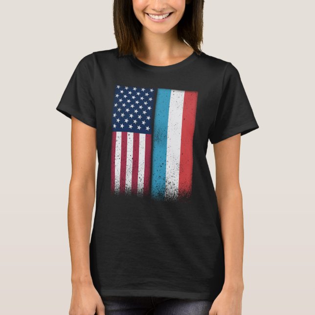 Camiseta Luxembourg Flag Shirt USA And Luxembourg Flags Pro (Frente)
