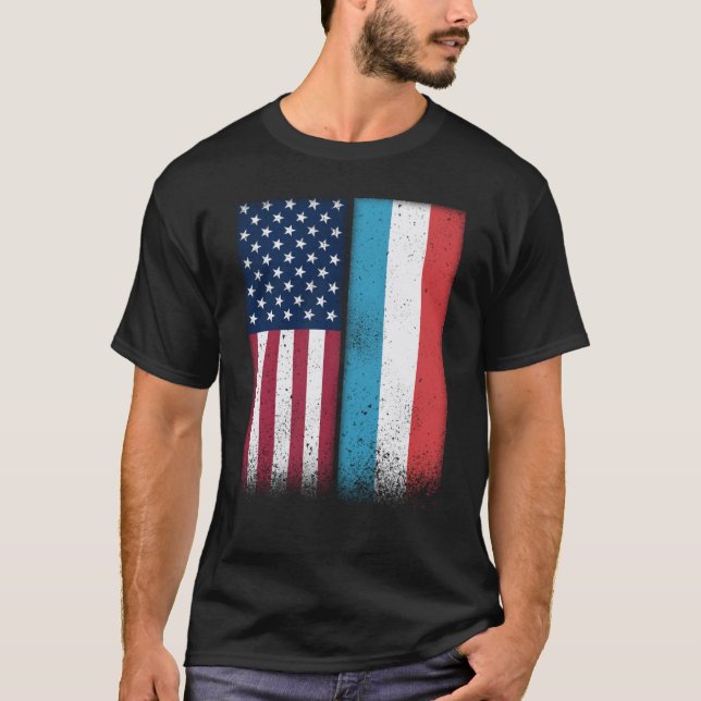 Camiseta Luxembourg Flag Shirt USA And Luxembourg Flags Pro (Frente)