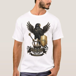 Camiseta Luxuosa Royal Black Falcon Emblema Dourad