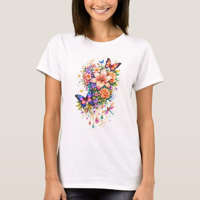 Camiseta Luxury Butterfly Floral Women’s T-Shirt (Frente)