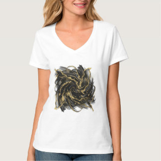 Camiseta Luxury Gold and Black Abstract Marble Ink Flow