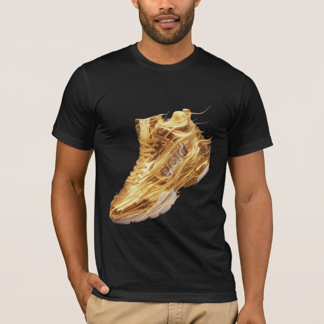 Camiseta Luxury Liquid Gold Sneaker - Urban Streetwear Art (Frente)