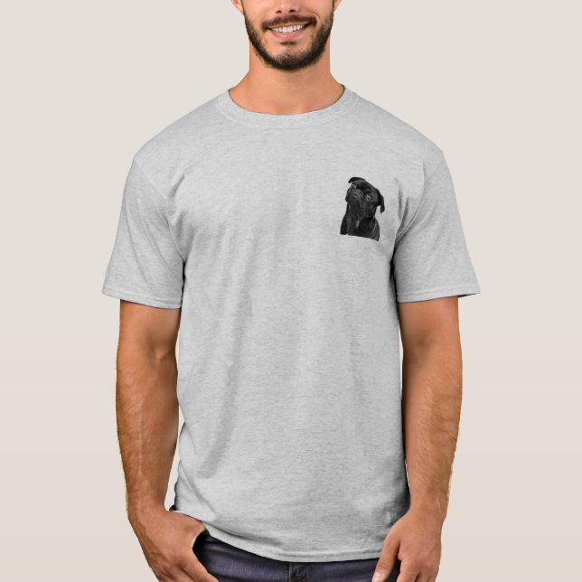 Camiseta Luz básica dos homens pretos bonitos do Pug - (Frente)