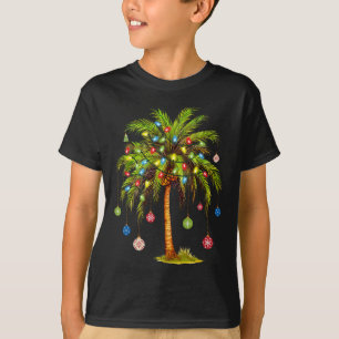 Camiseta Luz de árvore de palmeira de Natal Havaiano Tropic