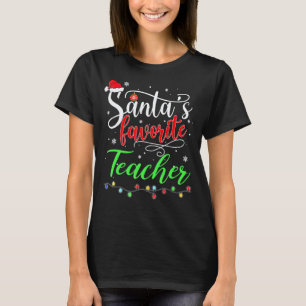 Camiseta Luz de Chapéu de Natal do Papai Noel Professor Fav