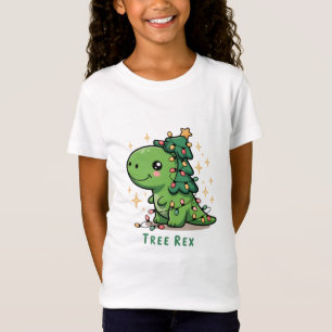 Camiseta Luz de Dinossauro de Natal Festa Engraçada Árvore