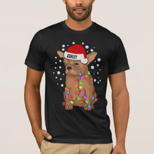 Camiseta Luz de Natal Cachorro Boston Terrier Filhote