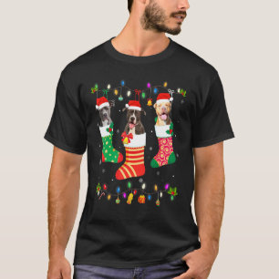 Camiseta Luz de Natal Cachorro Três Pitbull no Natal