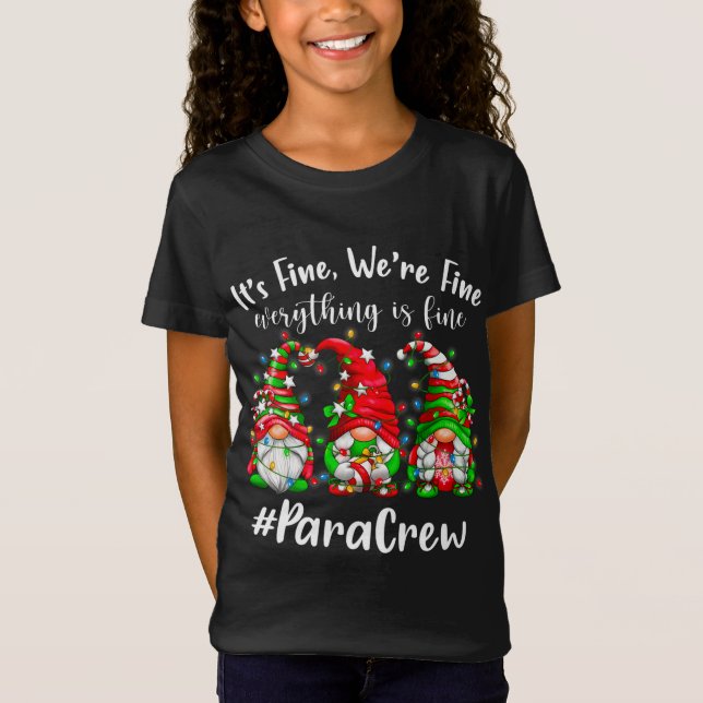 Camiseta Luz de Natal dos Gnomos Estou bem Está tudo bem (Frente)