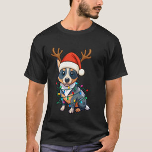 Camiseta Luz de Natal Rena Chapéu de Papai Noel Gado Austra