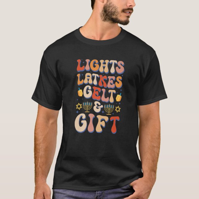 Camiseta Luz Judaica Trava Gelt Hanukkah Chanukah Christm (Frente)