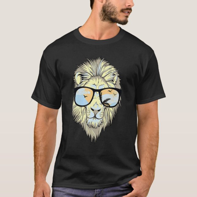 Camiseta Luz legal Rosto Sol impressão animal com cores (Frente)