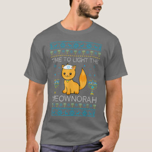 Camiseta Luz O Gato Judeu Meownorah Menorah Voou Feio