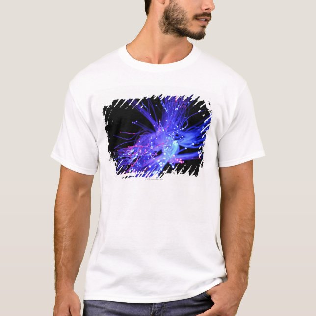 Camiseta Luz vermelha e azul da fibra óptica (Frente)
