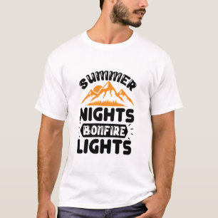 Camiseta Luzes da Fogueira em Noites de Verão ao Ar Livre