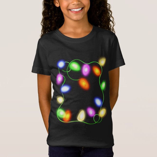 Camiseta Luzes das árvores de Natal Brilhando Gráfico Festi (Frente)