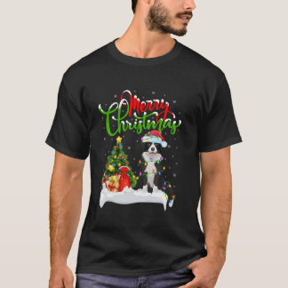 Camiseta Luzes de árvore de Natal Chapéu de Papai Noel Bord