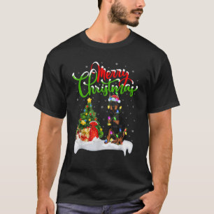 Camiseta Luzes de árvore de Natal Chapéu de Papai Noel Dobe