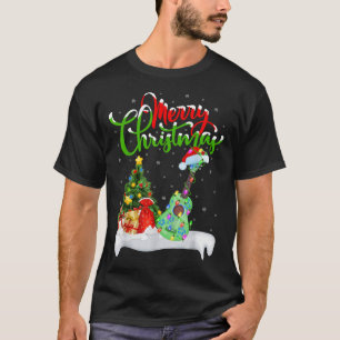 Camiseta Luzes de árvore de Natal Chapéu de Papai Noel Musi