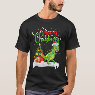 Camiseta Luzes de Árvore de Natal Chapéu de Papai Noel T Re