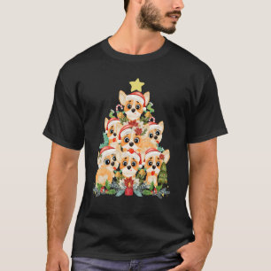 Camiseta Luzes de árvore de Natal Corgi Cadela Corgi Mãe Pa