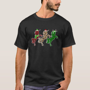 Camiseta Luzes de árvore de Natal de cavalo xadrez vermelho