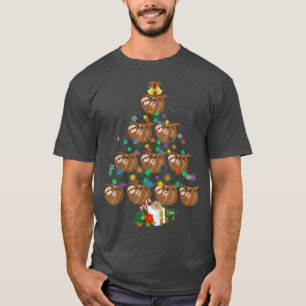 Camiseta Luzes de árvore de Natal de preguiça Preguiça engr