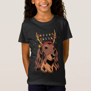 Camiseta Luzes de Árvore de Natal de Reinador de Cabelo Lon