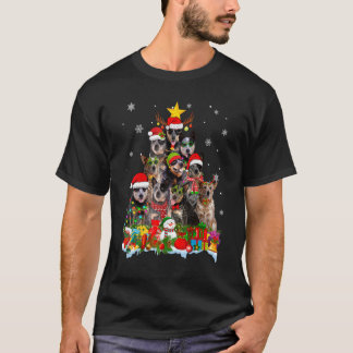 Camiseta Luzes de árvore de Natal do cão de gado australian