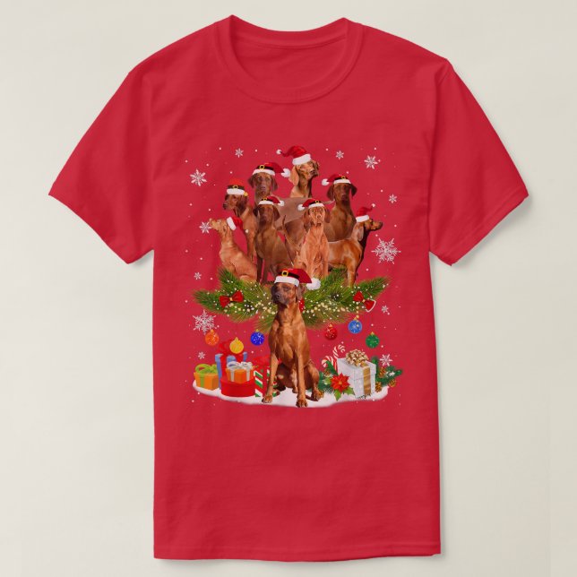 Camiseta Luzes de árvore de Natal do Redbone Coonhound cach (Frente do Design)