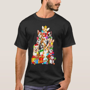 Camiseta Luzes de árvore de Natal engraçadas do cachorrinho