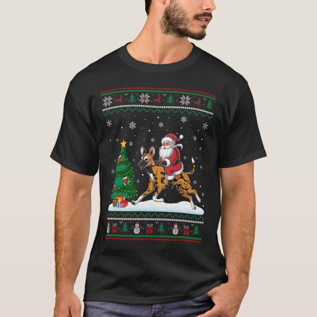 Camiseta Luzes de árvore de Natal feias Papais noeis pilota (Frente)