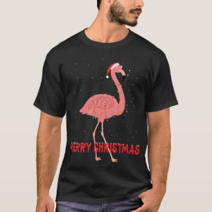 Camiseta Luzes de árvore de Natal lindas flamingo